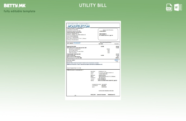 Модерен стил Молдавија Moldtelecom шаблон за комунални сметки